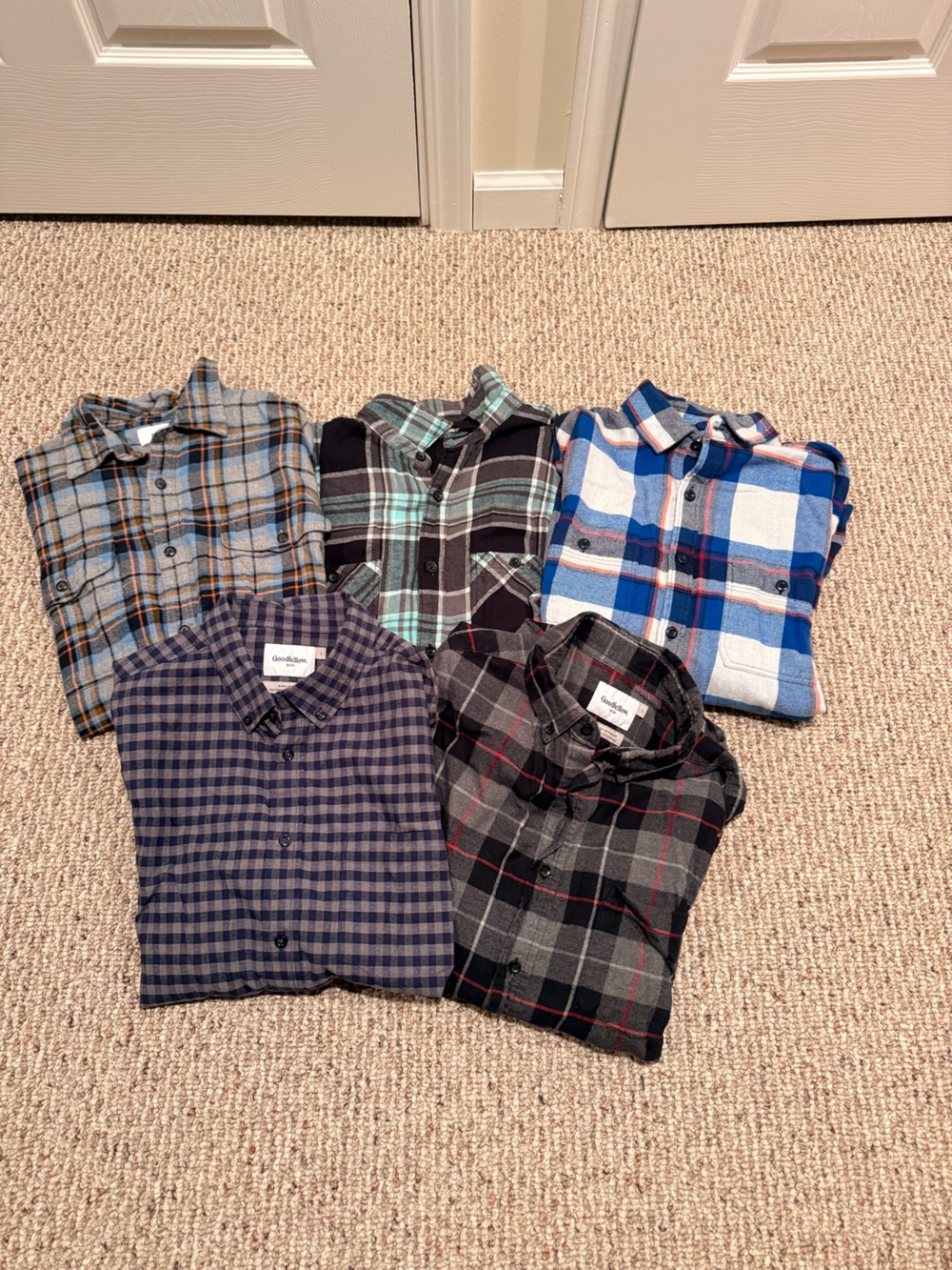 Lot of 5 Men’s Size L Flannel Button-Down Shirts